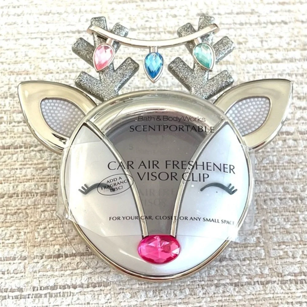 Bath & Body Works Glittering Reindeer Air Freshener Visor Clip!